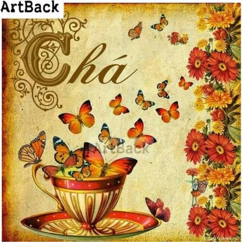 5d diamond painting butterfly flower teacup full square drill 3d diamond embroidery rhinestone stick diamond embroidered chicken