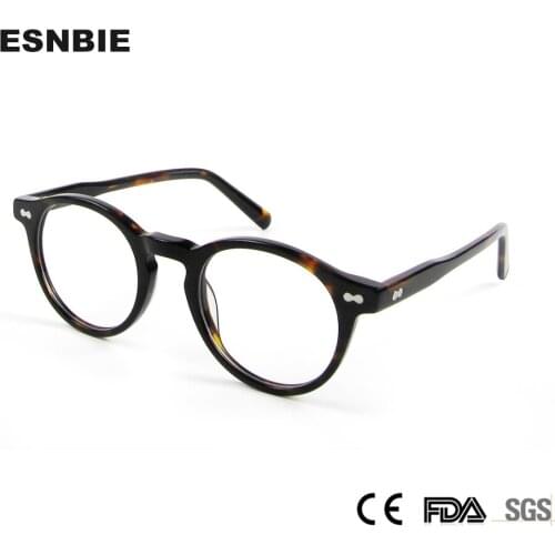 Brand Designer Acetate Glasses Frame Men 2021 Retro Vintage Women Nerd Round Eyeglasses Myopia Optical Spectacles Eyewear