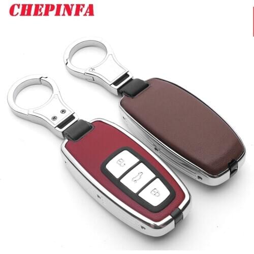 CHEPINFA Zinc alloy Car Key Case Cover For Audi A6 C8 A7 A8 A8L Q8 2018 2019 2020 Metal keychain Car Accessories Remote Key