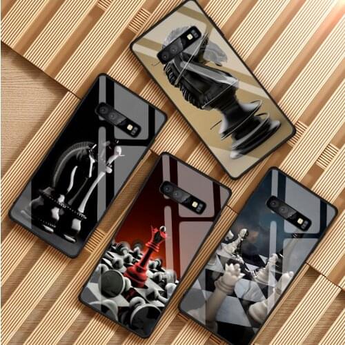 Black and white chess Tempered Glass Phone Case For Samsung Galaxy S8 S9 S10 S20 PLUS J6 J8 2018 NOTE 8 9 10 Cover Shell