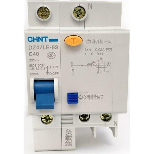 CHINT DZ47LE-63 1P+N 30mA 6A 10A 16A 20A 25A 30A 40A 50A 60A Residual current Circuit breaker RCBO