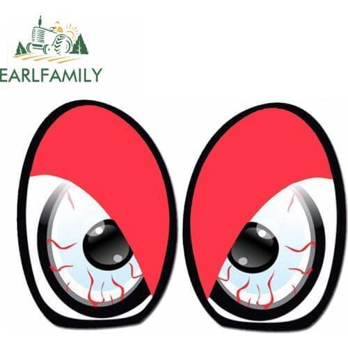 EARLFAMILY 13cm x 7cm 2x 3D Vinyl Stickers Funny Red Eyes Cool Auto Moto Bike Car Van Truck Tuning Decal Rearview Mirror Graphic