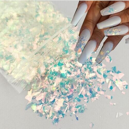 10g Holographic AB Nail Glitter Flakes Shell Sparkly Sequins Irregular Paillette DIY Gel Polish Manicure Nail Art Decorations
