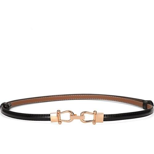 [HIMUNU] Patent Leather Belt For Women Fashion Brand Alloy Metal Hasp Buckle Designer Strap Female For Jeans Thin Waistband