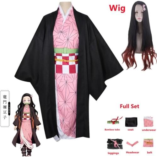 Adult Woman Japan Kimono Anime Demon Slayer Kimetsu no Yaiba Kamado Nezuko Full Cosplay Costume