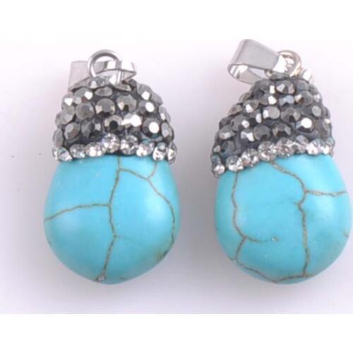 Kallaite Natural stone Pendants charms Round ball for Jewelry making 1pcs 21x11mm TRS0193X