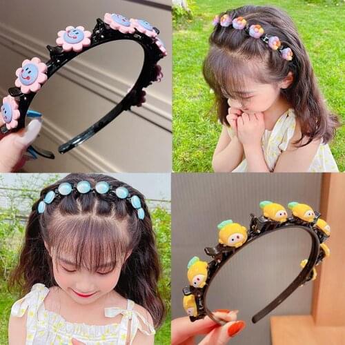 Summer Little Girls Braided Hair Band Headdress Headwear Cute Flower Fruit Headband Lovely Hair Hoop Hair Accessories