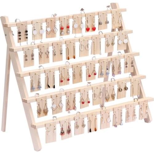 Multilayer Wooden Ear Stud Holder Earring Stand Display Rack Luxury Jewelry Stand Display Holder Rack Tower