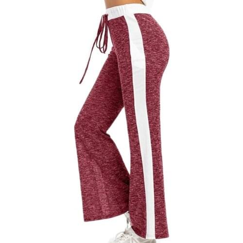 Fashion Women Pants Drawstring High Waist Sports Jogging Running Pants Bell-bottom Trousers Womens Clothing
