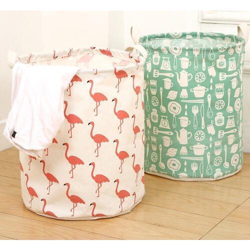 Cartoon Cotton Linen Waterproof Laundry Basket Folding Clothes Storage Box/Basket/Bucket Children Toys Organizer Container