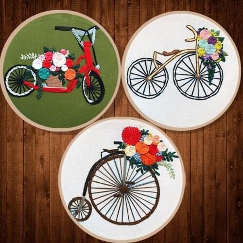 Embroidery Kits for Beginner Needlework Cross Stitch Bike scenery Printed Pattern Handmade Sewing Craft Wall Painting