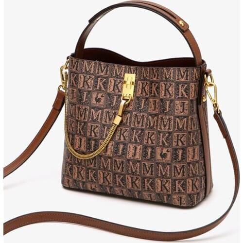 2021 New Leather Handbags Retro Large-capacity Portable Bucket Bag Fashion Shoulder Messenger Bag Luxury Brand Handbags Sac Luxe