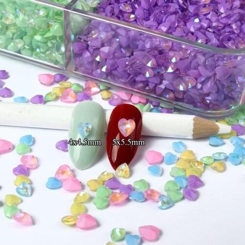 New Mocha Pointed Bottom Heart 4x4.5MM And 5.5x5MM Crystal Glass Nail Art Rhinestones Decoration Stone 30/100pcs