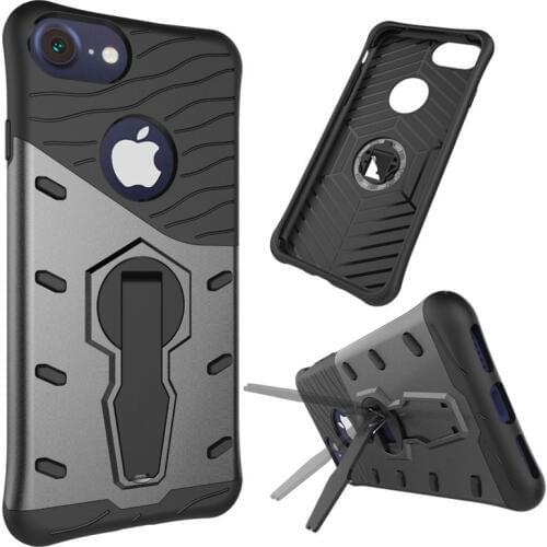 OCWAVE Hybrid Hard Rugged Impact Armor Case For iphone 7 8 With rotatable Stand Phone bag Coque Capa cover Jet Black