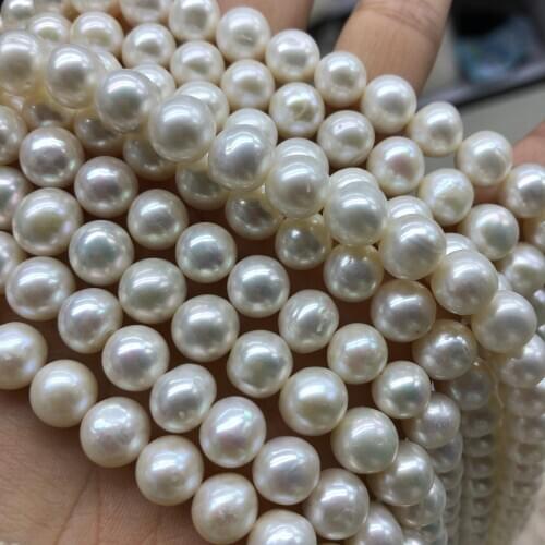 Wholesale 9-10MM Freshwater Pearl Necklace Strand String Jewelry Beads Accessory Near Round Shape