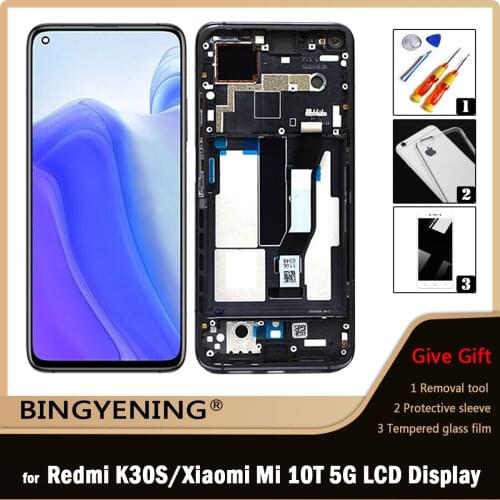 Original For Redmi K30S LCD Display Screen Touch Digitizer Assembly For 6.67 inch Xiaomi Mi 10T Pro 5G Phone M2007J3 With Frame