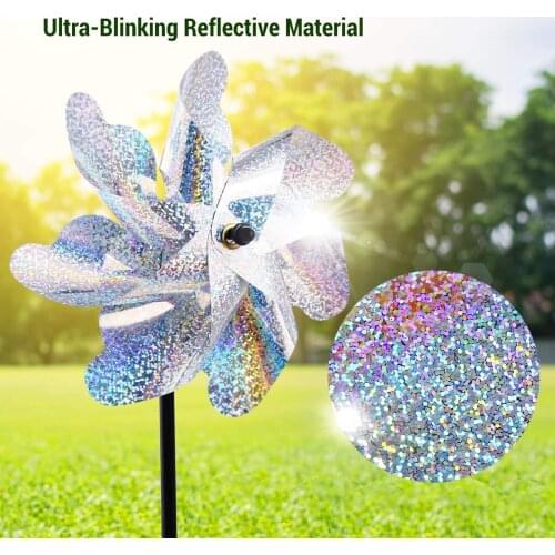 8 Leaves Bird Repeller Windmill 10PCS Sparkly Silver Bird Deterrent Windmill Protect Garden Plant Flower Garden Lawn Decoration