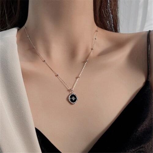 925 Sterling Silver Crystal Star Charm Necklaces & Pendants Choker Statement For Women Girls Birthday Party Jewelry dz110