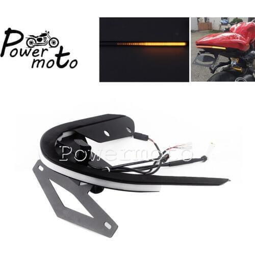 Complete Fender Eliminator Bracket Kit W/LED Sequential Flowing Tail Brake Turn Signal Light for Ducati Monster 1200/S 821 14-17