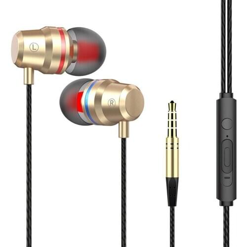 3.5mm Wired In-Ear Earphone Heavy Bass Stereo Volume Control Headphone with Mic