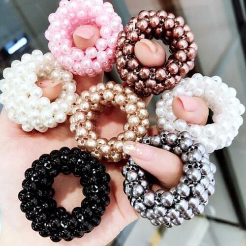 New Fashion Pearls Beads Hair Ties Elastic Hair Bands For women Hair Rope Scrunchies Ponytail Holders Rubber Hair Accessories