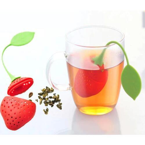 1 PCS Kitchen Supplies Tea Strainer Non-toxic Strawberry Shape Silicone Tea Infuser Tea Bag Teapot Accessory