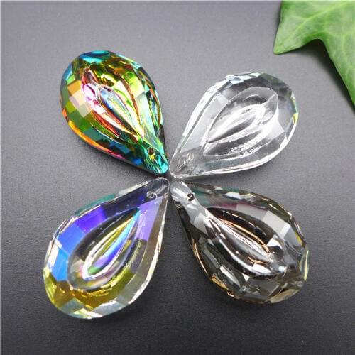 DIY 38mm peacock feather shape crystal pendant water drop chandelierglass lamp curtain parts ab/rainbow/grey free shipping 12pcs
