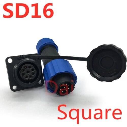 Waterproof connector aviation plug male and female square socket connector SD16-2-3-4-5-6-7-9 core IP68