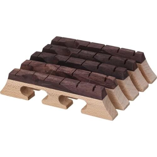 Yibuy 6 String Guitar Bridge Ebony Maple for Ukulele Banjo Set of 5 Wood Color