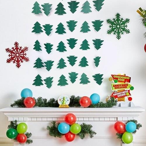 Zerolife 4M Christmas Tree Banners Paper String Pull Flower Xmas Home Party Decoration Hanging New year 2022 Nole Navidad Gifts