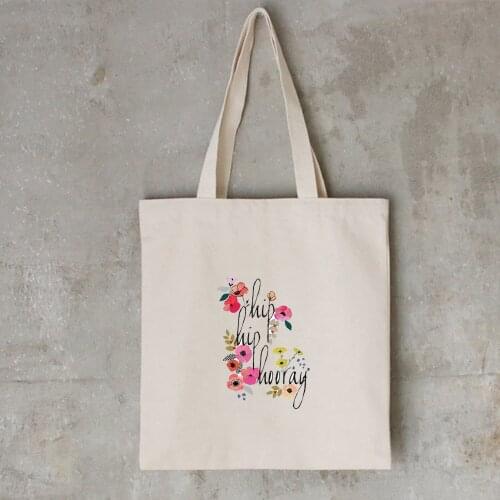 Letter Flower Print Women Package Elegant Canvas Bag Handbags Japanese Literary Shoulder Bags Casual Shopping Tote Girls Beige