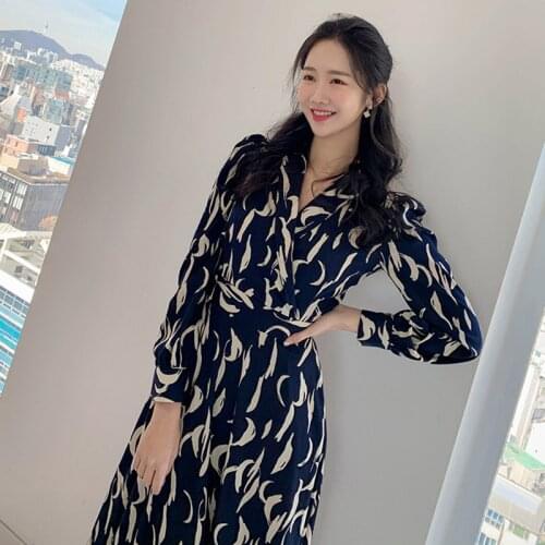 Vintage a Line Vestido Dresses Summer Autumn Maxi Print Elegant Retro Women