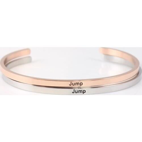1PC HAND STAMPED Cuff Bangle "Jump" Silver/Gold/Rosegold Inspirational Quote Cuff Bracelet Bangle