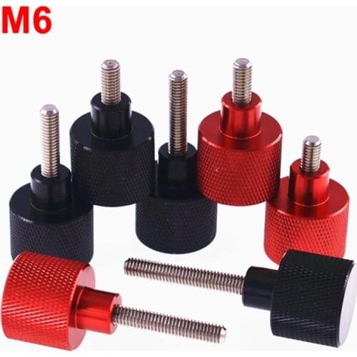 1PCS M6 Black & Red Knurled Thumb Screws Aluminum Alloy Adjustment Step Hand Screw Length 6-60mm