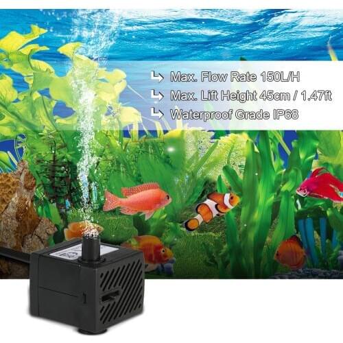 150L/H 180L/H 280L/H 2W 2.5W 4W Submersible Water Pump for Aquarium Tabletop Fountains Pond Water Gardens Hydroponic Systems