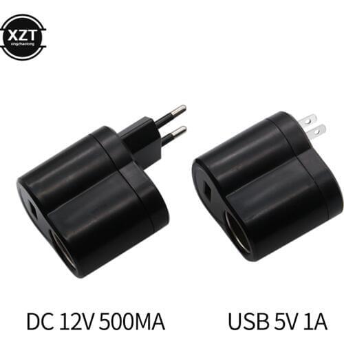 220V AC to 12V DC Car Cigarette Lighter Wall Power Socket Plug Adapter Converter with USB Interface EU US Plug