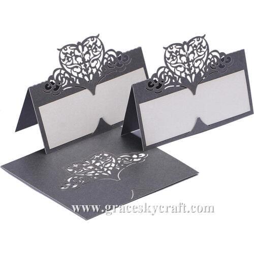 50pcs/lot 2017 New free shipping laser Cut Love heart Table Name Place Seat Cards Wedding Invitation Card Party Marriage favors