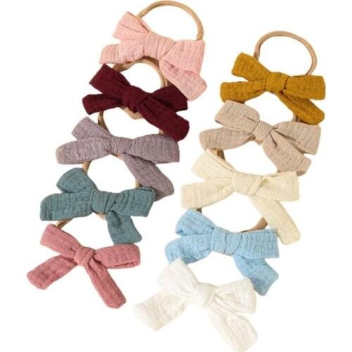 8/10 Pcs Baby Girl Bows Headbands Hair Accessories Handmade Elastic Stretchy Headband for Girls Child Toddlers Kids H3CD