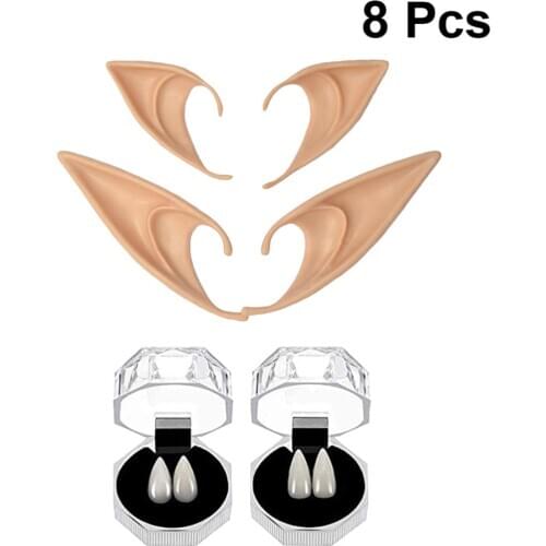 8Pcs Creative and Durable Halloween Party Props Costume Ball Elf Ears Vampire Teeth