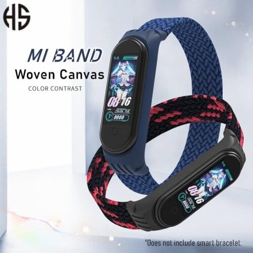 Mi Band 6 5 4 3 Wristband Nylon Woven Canvas Breathable Fashion Personality Trendy Mens and Womens Watch Band