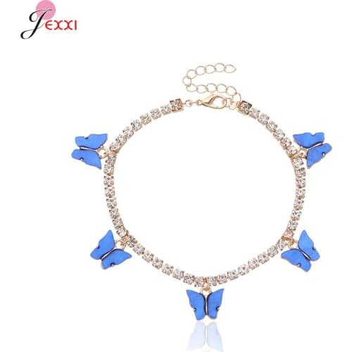 Authentic 925 Sterling Silver Classic Butterfly Pattern Link Chain Anklet For Women Charm Fine Statement Jewelry Accessories