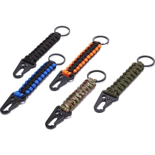 Keychain Outdoor Umbrella Rope Corkscrew SOS Whistle Keychain Tactical Survival Tool Carabiner Hook Cord Backpack Buckle Climb