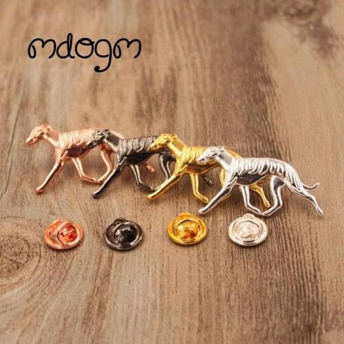 Mdogm Whippet Dog Animal Brooches And Pins Suit Cute Funny Metal Small Father Collar Badges Fashion Gift For Male Men B064