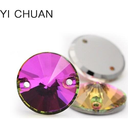Changble Color K9 Round Crystal Flatback Sew-on Rhinestones Strass Glass for Diy Craft Christmas/Clothing Garment Decoration