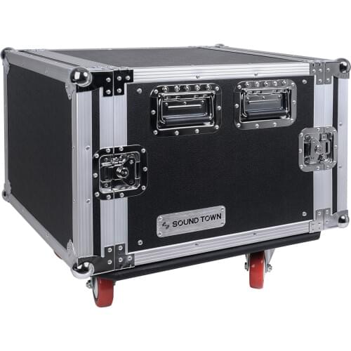 Sound Town 8U Rack Case, 8-Space with 17” Depth Plywood Metal Corners (STRC-8UW)