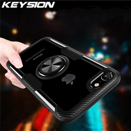 KEYSION Ring Case for iPhone SE 2020 New Transparent Shockproof Phone Cover for iPhone 11 11 Pro Max Xr 8 7 6S 6 Plus X Xs Max