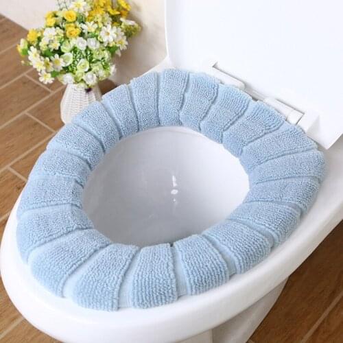 Hot Sale Comfortable Velvet Coral Bathroom Toilet Seat Cover Winter Toilet Cover Household Closestool Mat Seat Case Lid Cover