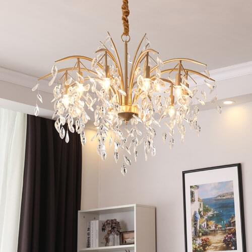 Nordic LED Crystal Chandeliers Gold Chandelier Modern Home Decor Luxury Lighting Kitchen Dining Living Room Bedroom Lamp