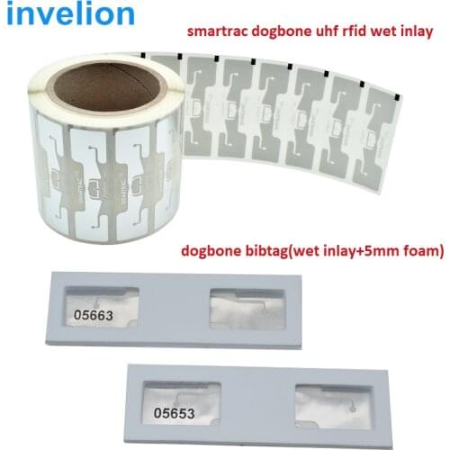 Invelion 860-960MHz uhf smartrac DogBone rfid label for sports timing race