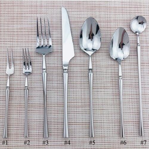 Classic Silver 1PC Cutlery Set 304 Stainless Steel Dinnerware Tableware Set Knife Dessert Forks Soup Teaspoon Long Handle Scoops